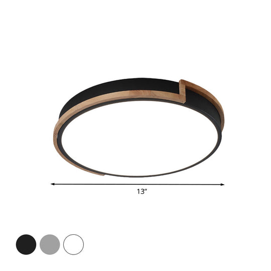 Eye-Caring Slim Drum Led Ceiling Light For Bedroom - Choice Of 3 Sizes In Black Grey Or White