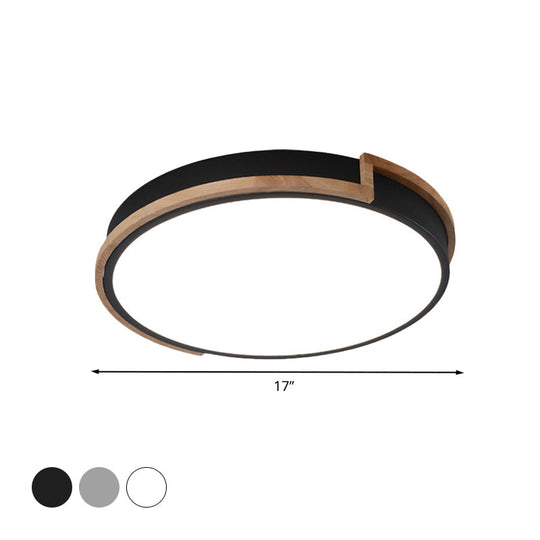 Eye-Caring Slim Drum Led Ceiling Light For Bedroom - Choice Of 3 Sizes In Black Grey Or White