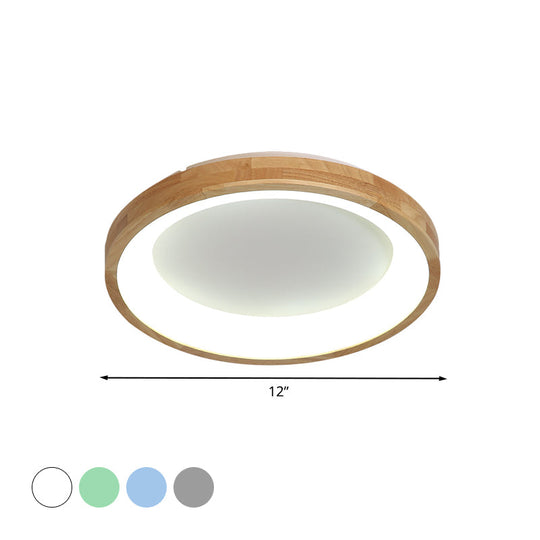 12’/16’/19.5’ Nordic Wood & Acrylic Circular Led Flush - Mount Light - Unique Hallway Ceiling