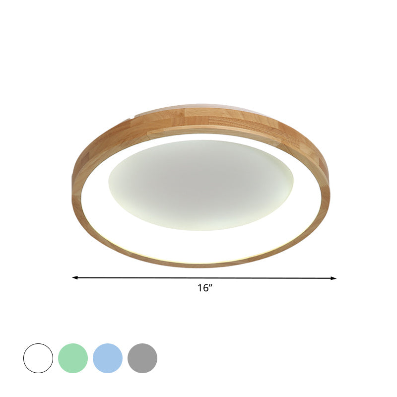 12’/16’/19.5’ Nordic Wood & Acrylic Circular Led Flush - Mount Light - Unique Hallway Ceiling