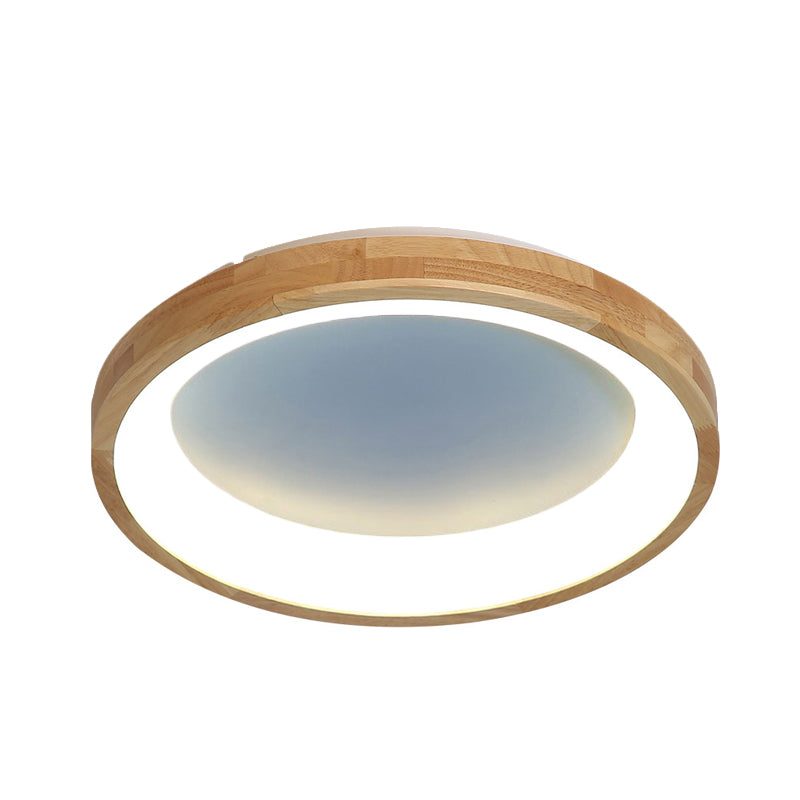 12/16/19.5 Nordic Wood & Acrylic Circular Led Flush-Mount Light - Unique Hallway Ceiling Fixture
