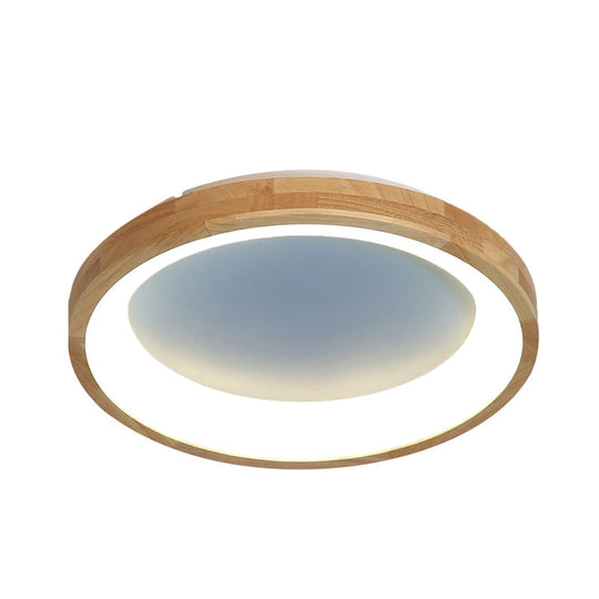 12/16/19.5 Nordic Wood & Acrylic Circular Led Flush-Mount Light - Unique Hallway Ceiling Fixture