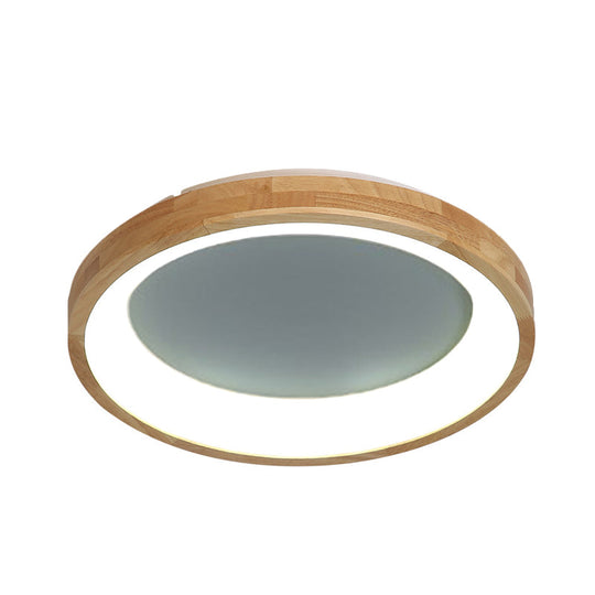 12’/16’/19.5’ Nordic Wood & Acrylic Circular Led Flush - Mount Light - Unique Hallway Ceiling