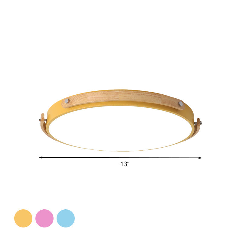 Macaron-Style Acrylic Circular Led Flush Ceiling Light - Stylish Lamp For Kid’s Bedroom And Hallways