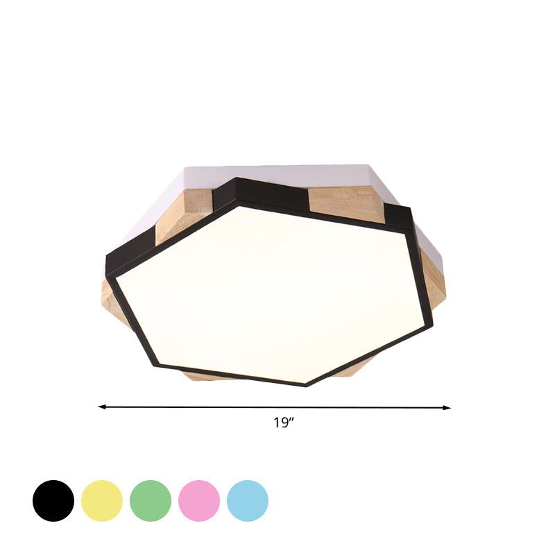 Hexagon Led Flush Ceiling Light - Acrylic Macaron Style Eye - Caring Lamp