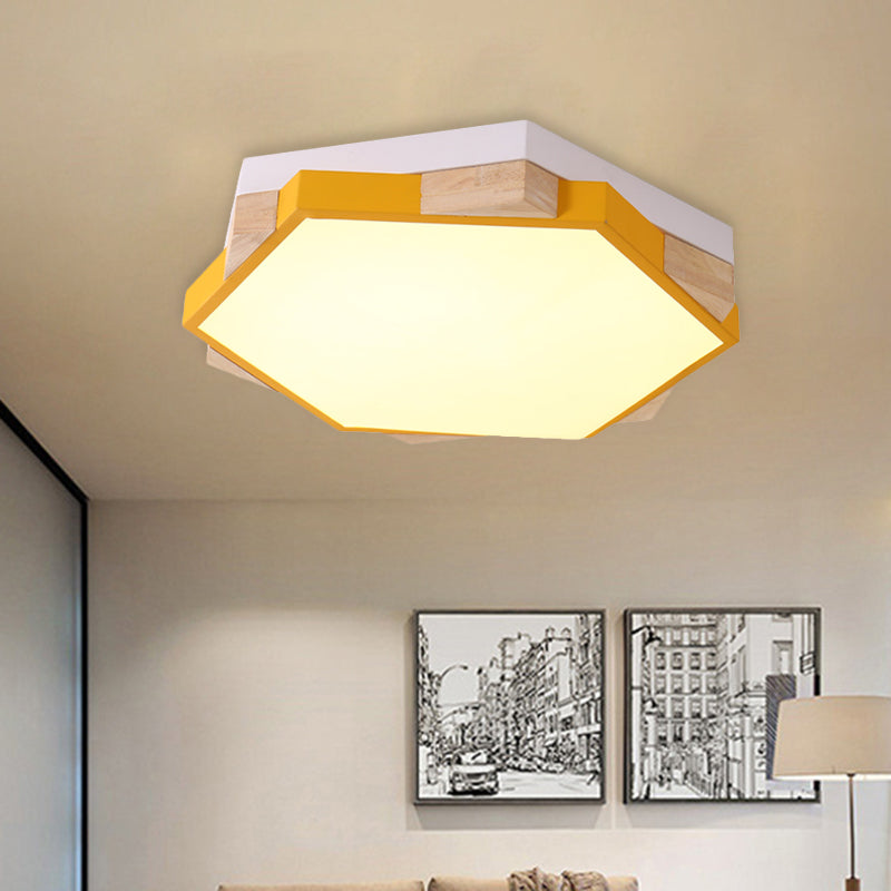 Hexagon Led Flush Ceiling Light - Acrylic Macaron Style Eye - Caring Lamp