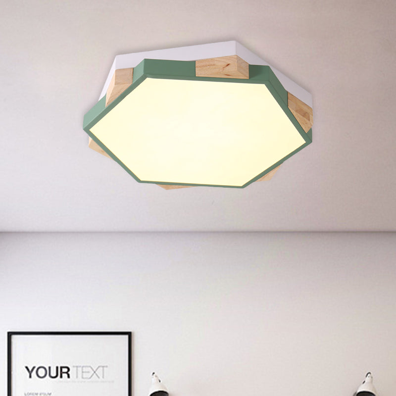 Hexagon Led Flush Ceiling Light - Acrylic Macaron Style Eye-Caring Lamp