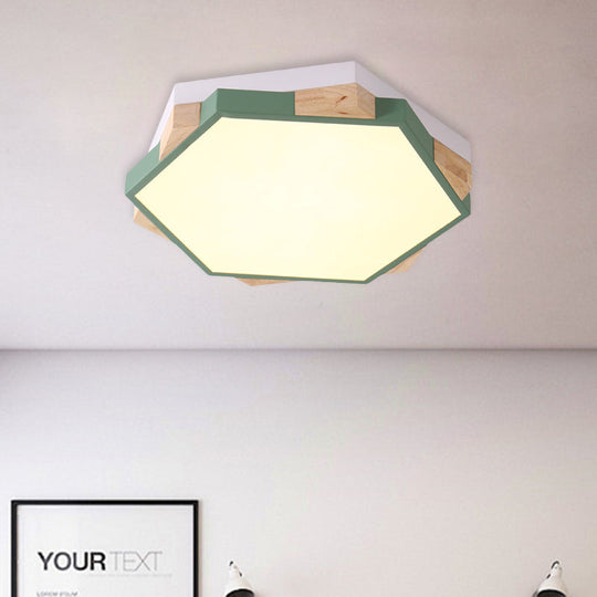 Hexagon Led Flush Ceiling Light - Acrylic Macaron Style Eye-Caring Lamp