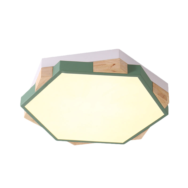 Hexagon Led Flush Ceiling Light - Acrylic Macaron Style Eye - Caring Lamp