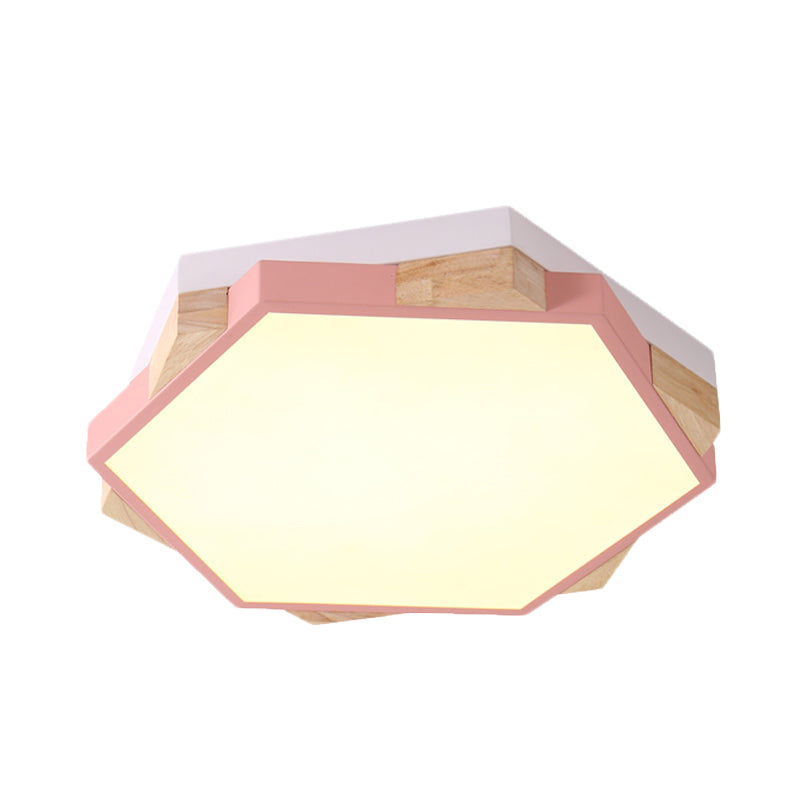Hexagon Led Flush Ceiling Light - Acrylic Macaron Style Eye - Caring Lamp