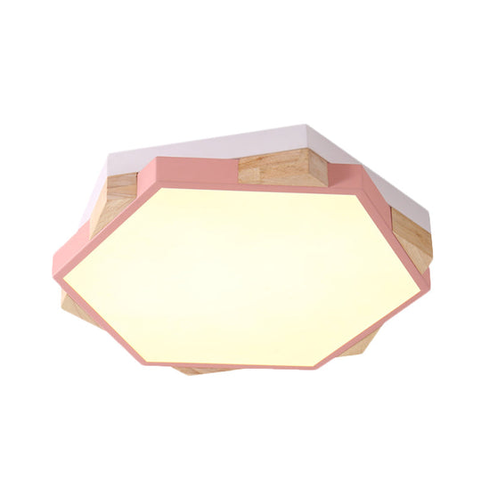 Hexagon Led Flush Ceiling Light - Acrylic Macaron Style Eye - Caring Lamp