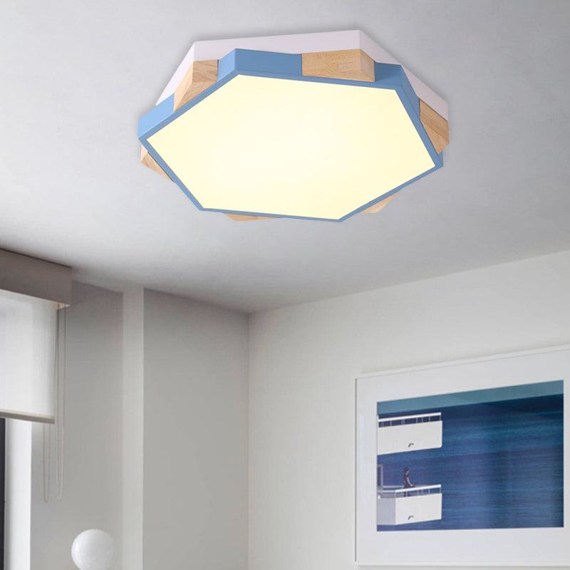 Hexagon Led Flush Ceiling Light - Acrylic Macaron Style Eye - Caring Lamp