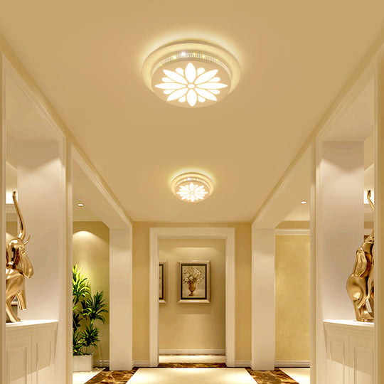 Modern Art Deco Flush Mount Ceiling Light For Hallway - Stylish Circular Acrylic Lamp