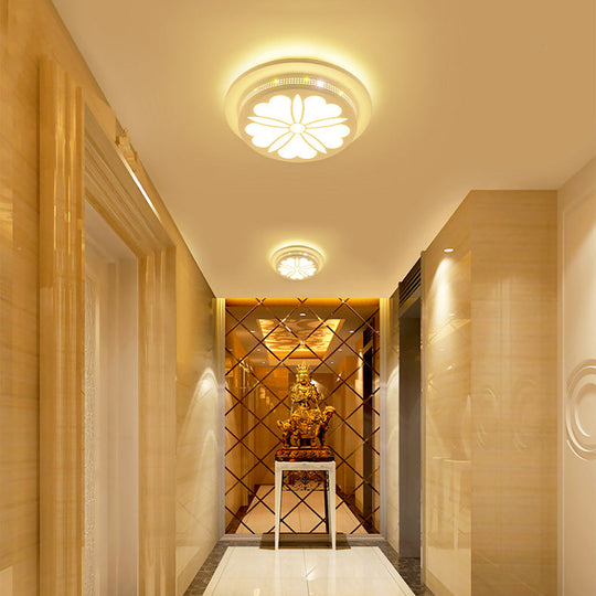 Modern Art Deco Flush Mount Ceiling Light For Hallway - Stylish Circular Acrylic Lamp
