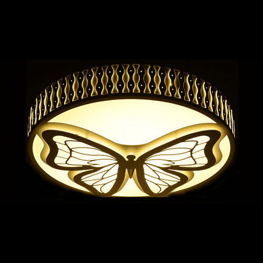 Nordic Modern Round Flush Mount Ceiling Light In White - Bedroom & Living Room Lighting / B