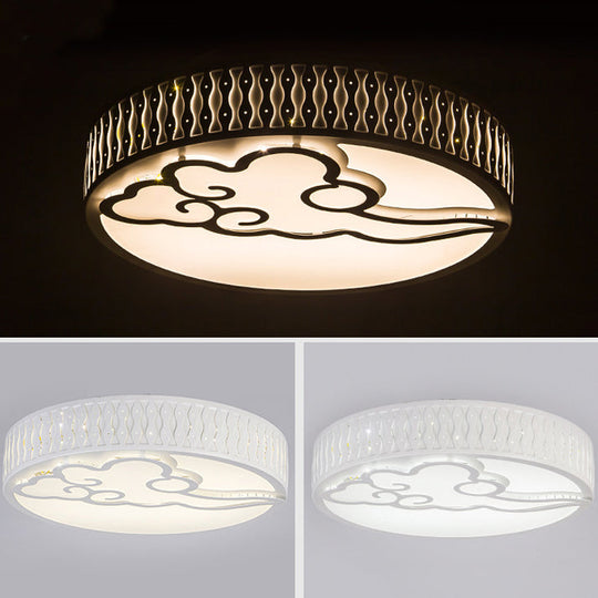 Nordic Modern Round Flush Mount Ceiling Light In White - Bedroom & Living Room Lighting