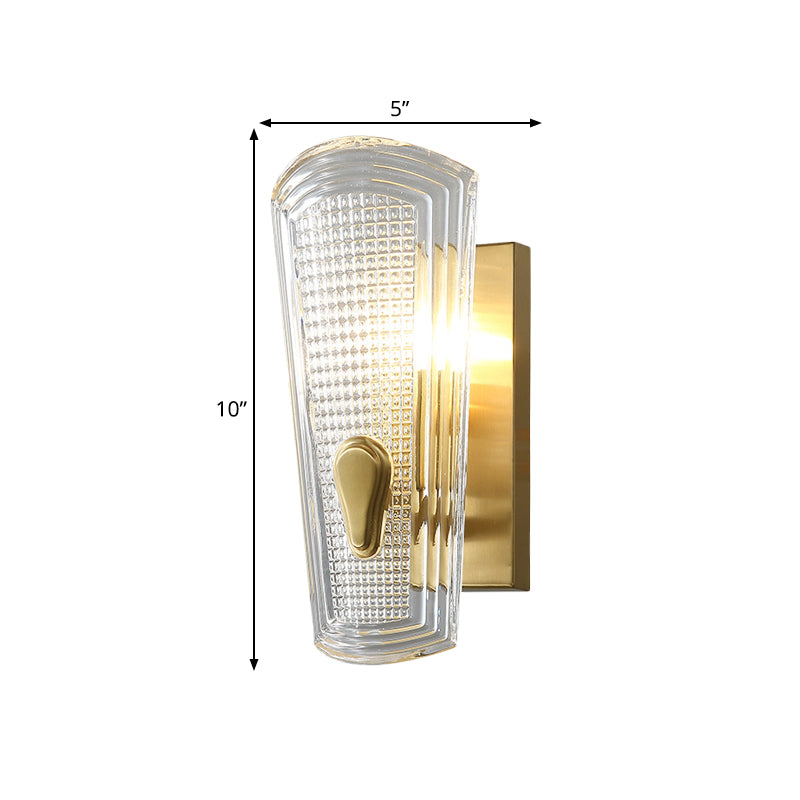 Traditional Clear Glass Indoor Sconce - Brass Finish Wall Lamp