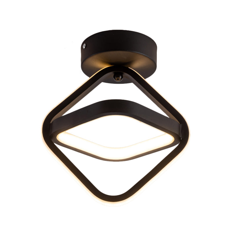 Modern Acrylic Led Flush Mount Light In Black/Gold - Ideal For Corridor Warm/White