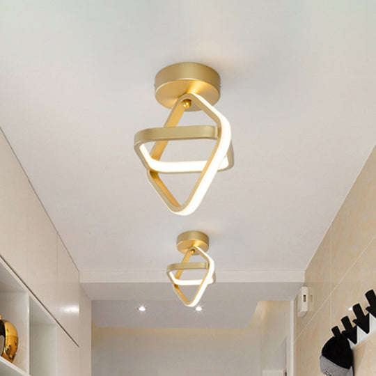 Modern Acrylic Led Flush Mount Light In Black/Gold - Ideal For Corridor Warm/White