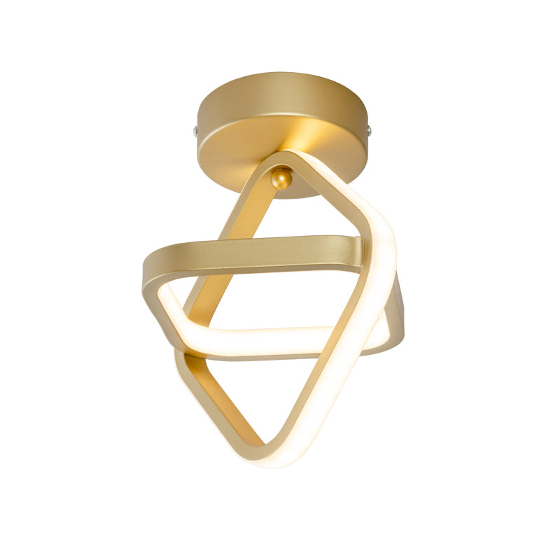 Modern Acrylic Led Flush Mount Light In Black/Gold - Ideal For Corridor Warm/White