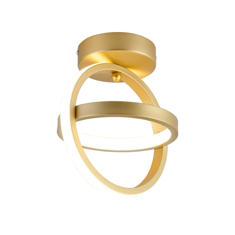 Modern Dual Loop Flush Mount Led Ceiling Light In Black/Gold - Warm/White