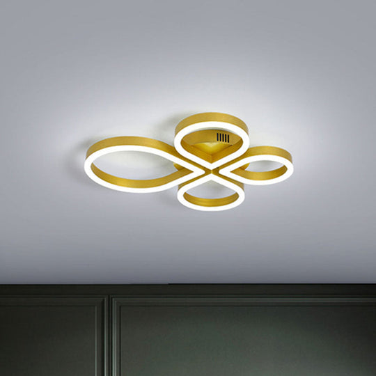 Led Acrylic Flush Mount Lighting Fixture In Warm/White Light Gold/Coffee Flower Design