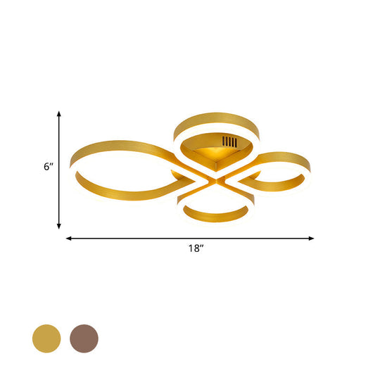 Led Acrylic Flush Mount Lighting Fixture In Warm/White Light Gold/Coffee Flower Design