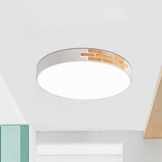 Minimalist Led Ceiling Light Fixture In White & Wood Flush Mount Choice Of 16’ 19.5’ Or 23.5’ Dia /