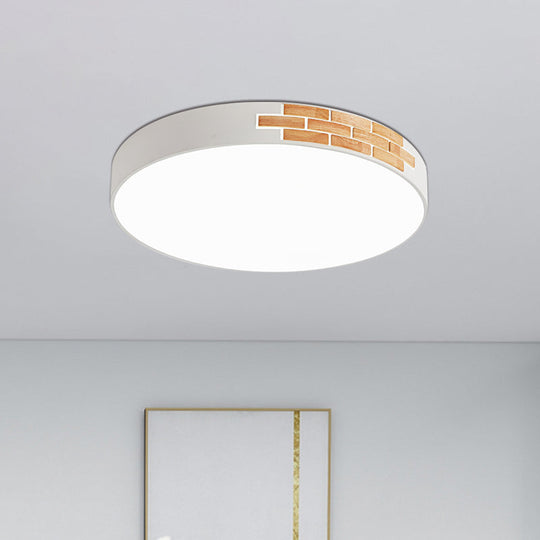 Minimalist Led Ceiling Light Fixture In White & Wood Flush Mount Choice Of 16 19.5 Or 23.5 Dia
