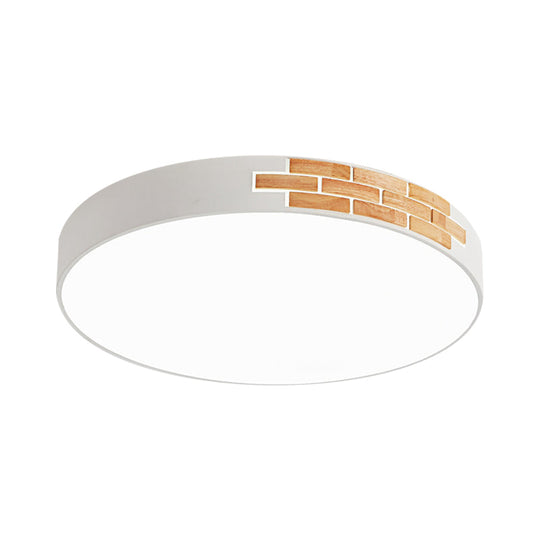 Minimalist Led Ceiling Light Fixture In White & Wood Flush Mount Choice Of 16 19.5 Or 23.5 Dia