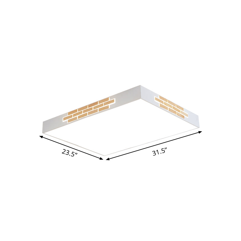 Modern Metallic Flush Mount Led Ceiling Light For Living Room - 23.5/31.5 Long White