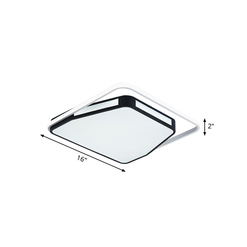 Minimalist Led Flush Mount Ceiling Light In White/Black 16/19.5 Round/Square For Bedroom