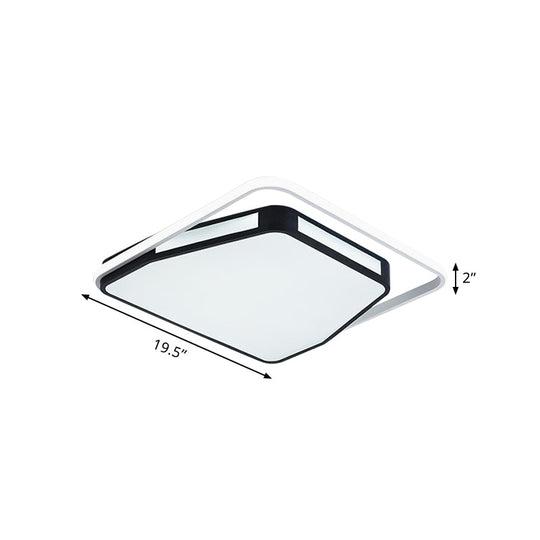 Minimalist Led Flush Mount Ceiling Light In White/Black 16/19.5 Round/Square For Bedroom