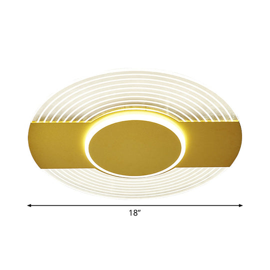 Ultrathin Disc Led Flushmount Lighting In Acrylic Gold - Warm/White Light