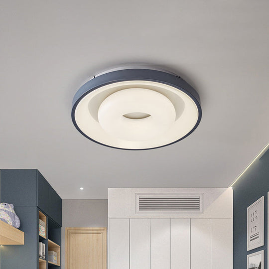 Modern Blue - White Led Ceiling Light With Acrylic Shade: Macaron Flush Mount Lamp