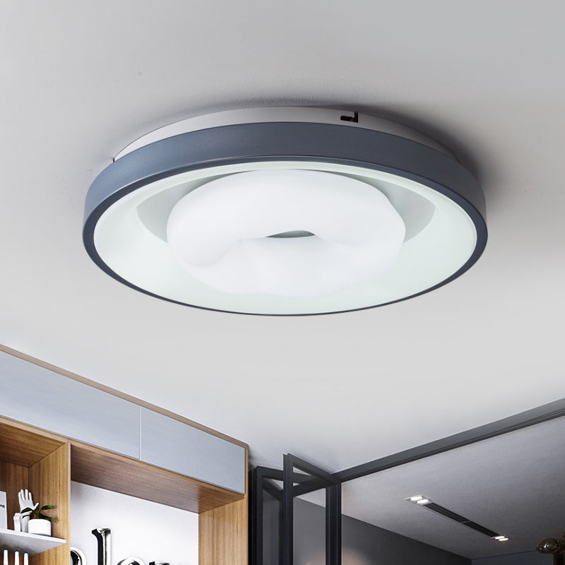Modern Blue - White Led Ceiling Light With Acrylic Shade: Macaron Flush Mount Lamp