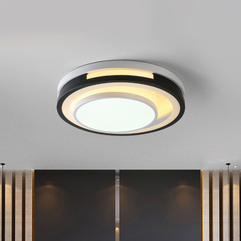 Modern Iron Led Ceiling Lamp With Black - White Cutouts And Warm/White Light
