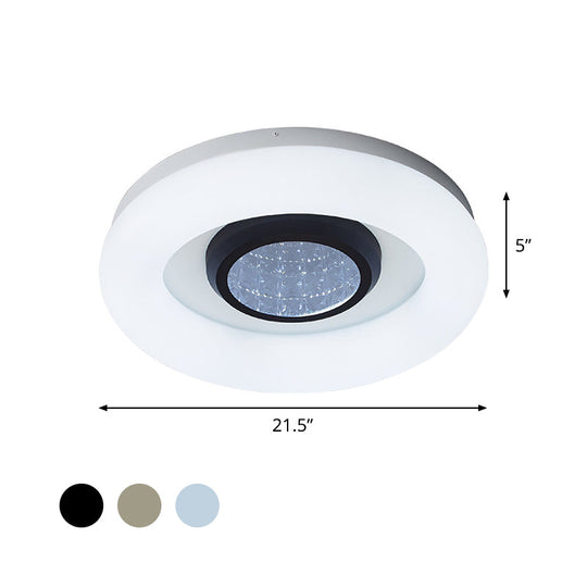 Minimalist Led Ceiling Flush Mount Light With Acrylic Shade In Black/Grey/Silver