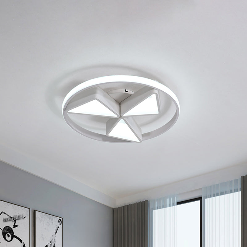 Nordic Grey/White Led Iron Windmill Ceiling Flushmount Lamp With Warm/White Glow Ring