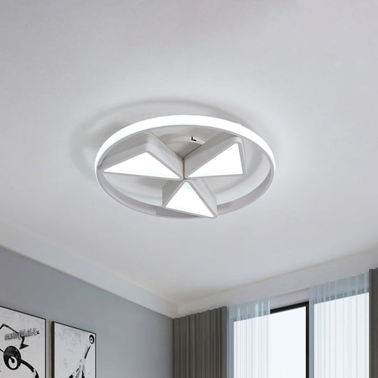 Nordic Grey/White Led Iron Windmill Ceiling Flushmount Lamp With Warm/White Glow Ring