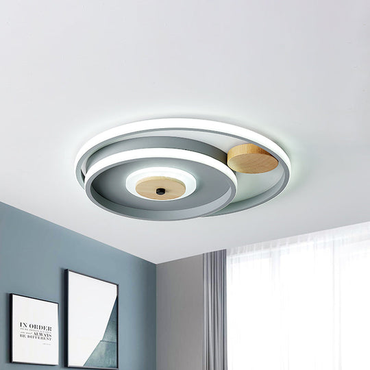 Nordic Acrylic Led Flush Mounted Lamp - Multi - Circle Grey Bedroom Ceiling Fixture 16.5/20.5