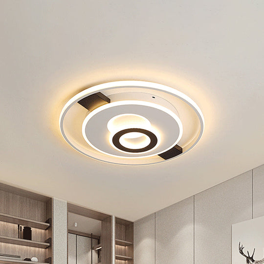Contemporary Halo Led Ceiling Light In Black-White - Thin Acrylic Flush Mount 16/19.5/23.5 Wide