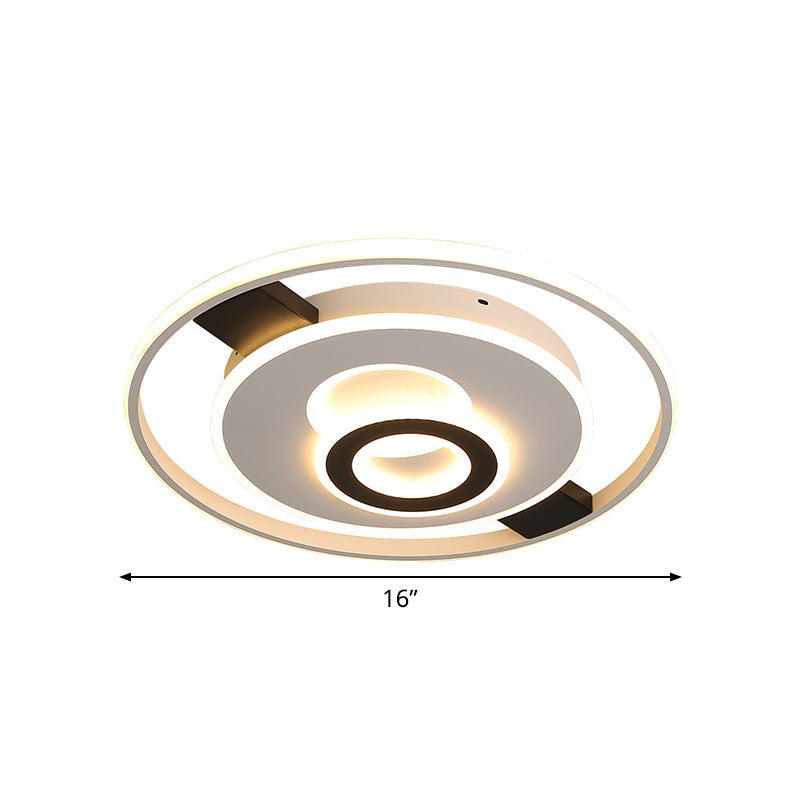 Contemporary Halo Led Ceiling Light In Black - White - Thin Acrylic Flush Mount