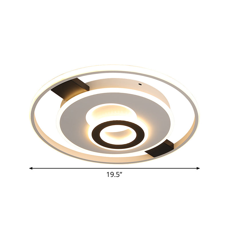Contemporary Halo Led Ceiling Light In Black-White - Thin Acrylic Flush Mount 16/19.5/23.5 Wide