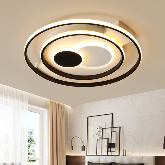 Modern Led Flush Mount Lamp With Black Acrylic Shade Warm/White Light 16.5/20.5 Dia / 16.5 Warm