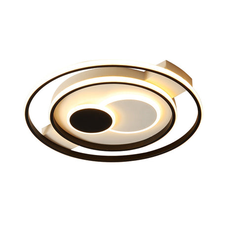 Modern Led Flush Mount Lamp With Black Acrylic Shade – Warm/White Light 16.5/20.5’ Dia