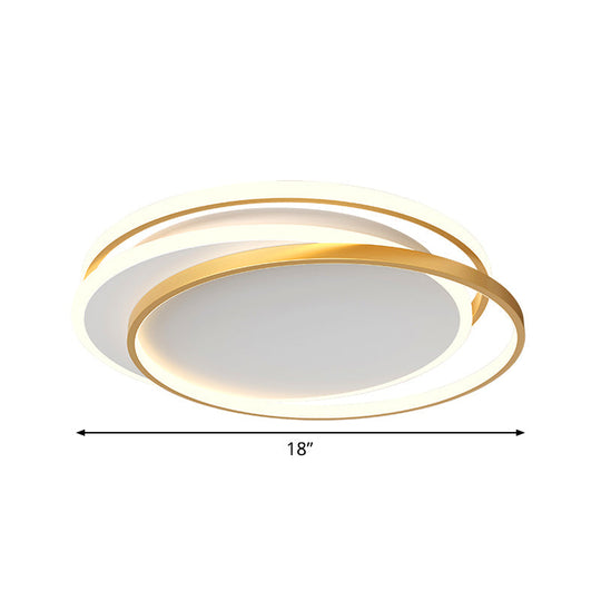 Gold Loop Ceiling Flush Light - Simplicity Acrylic Led Mount Lighting In Warm/White 18/22 Wide