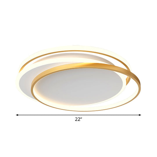 Gold Loop Ceiling Flush Light - Simplicity Acrylic Led Mount Lighting In Warm/White 18/22 Wide