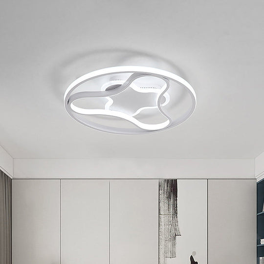 Fidget Spinner Flush Mount Led Ceiling Light Minimalist Iron In White 18’/21.5’ Wide Warm/White