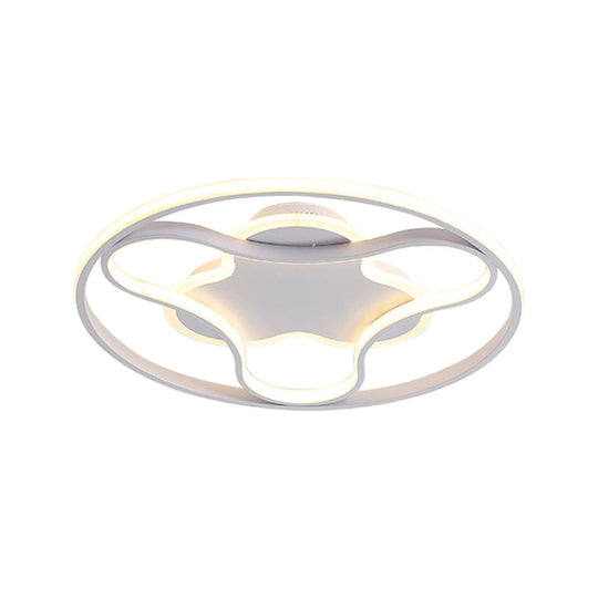 Fidget Spinner Flush Mount Led Ceiling Light Minimalist Iron In White 18’/21.5’ Wide Warm/White